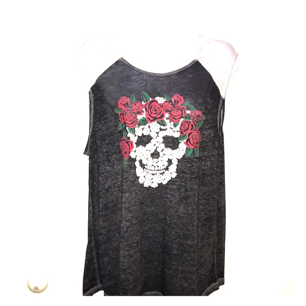 Dia de los muertos - No boundaries rose skull burnout tank 15